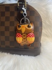 leather owl bag charm Keychain Car Key Fob handmade gift new