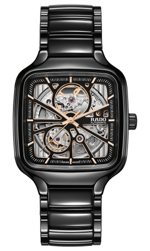 Rado 腕時計 New Rado True Square Automatic Open Heart Black Dial Men's Watch