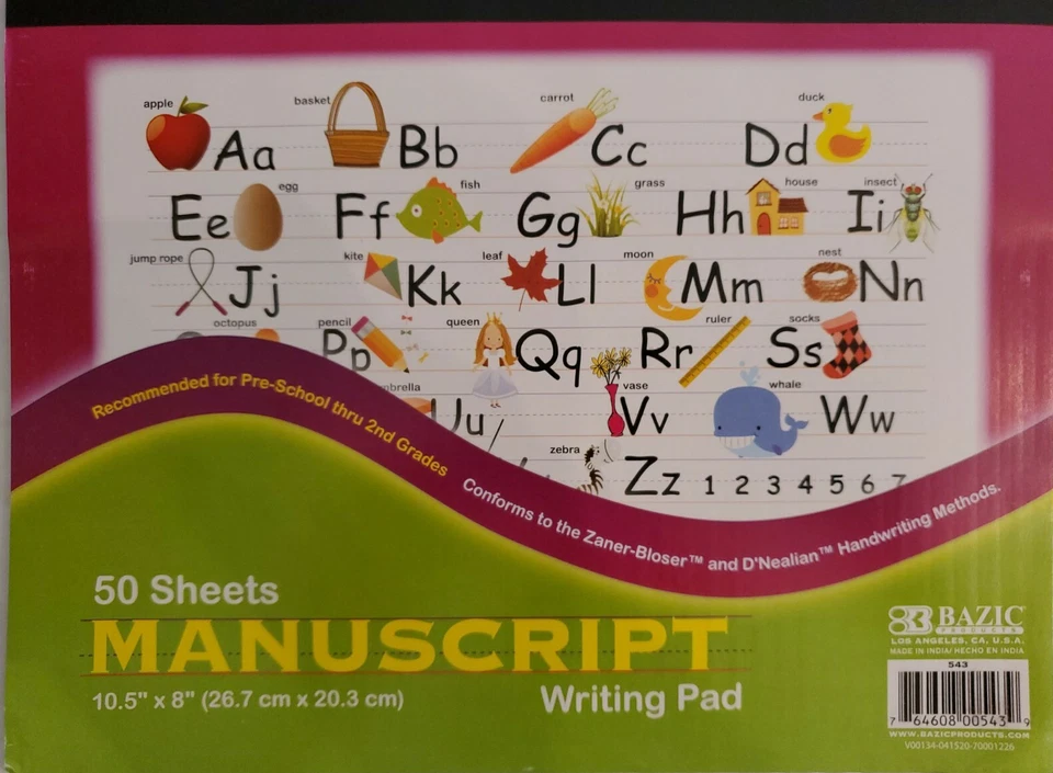 2 Practice Manuscript Hand Writing Pad 2 Books School Printing Alphabet Kids New - Image 2 of 4