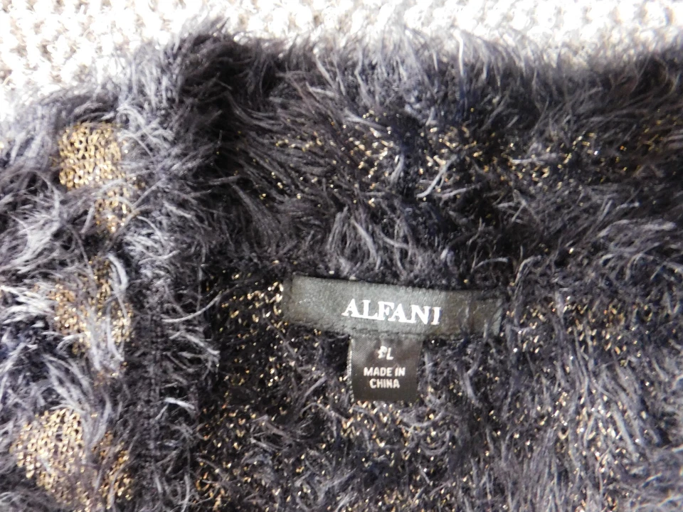 Suéter Alfani para mujer PL Petites negro cárdigan elástico Foto 4 de 4