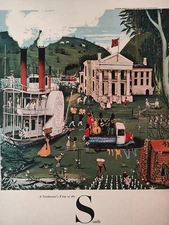 1956 Esquire Original Art "A Northerner's View of the South" by Erik Blegvad