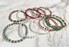 Set Of 5 Christmas Beaded Bracelets