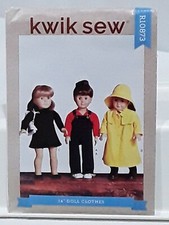 KWIK SEW R10873 14 inch doll clothes overalls raincoat dress shirt hat UNCUT NIP