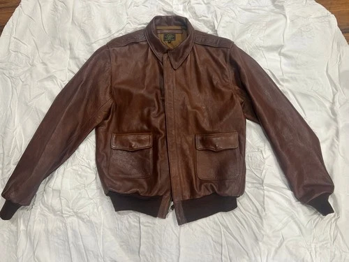 SM Wholesale A-2 Russet Horsehide USAAF WWII Reproduction Leather jacket 44L - product listing photo