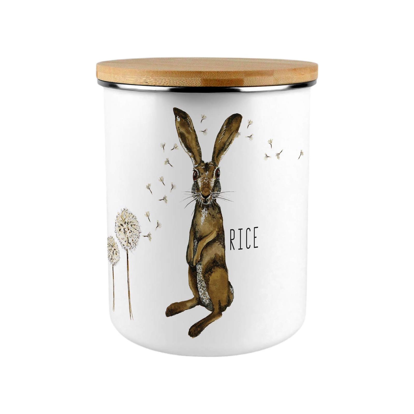 Hare & Dandelions Large Rice Storage Canister - Perfect Food Storage Gift