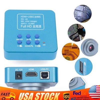 HD 1080p HDMI Industrial Digital Video Microscope Camera C/CS Mount USB Blue NEW