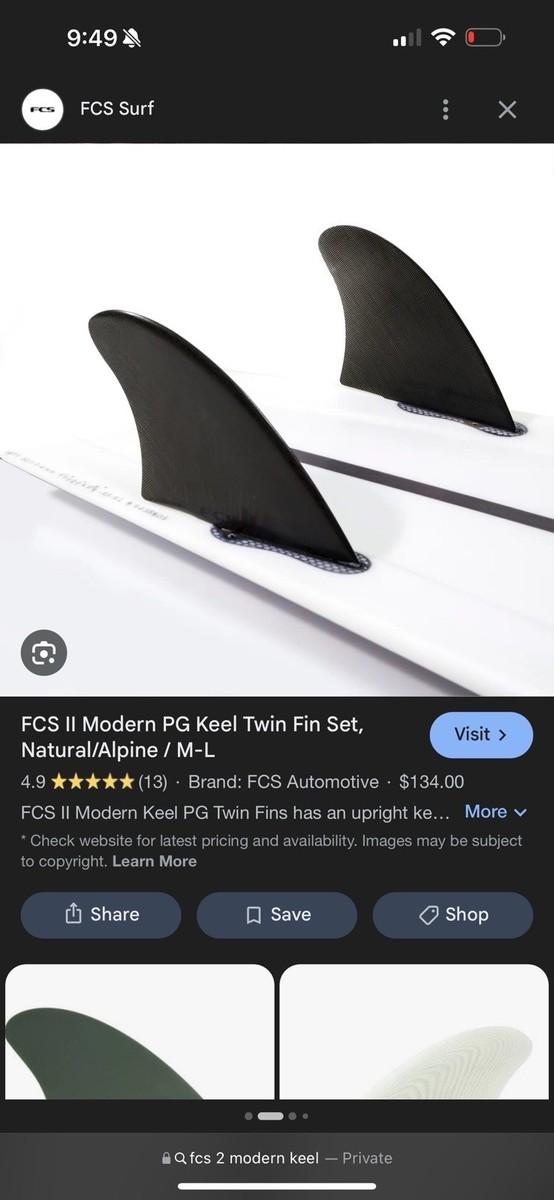 Fcs 2 Fins Modern Keel Right Only | eBay