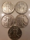Lot Of 5 Silver Walking Liberty Half Dollars All Dated 1943.