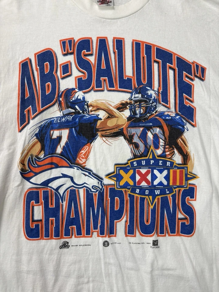 Vintage Denver Broncos Super Bowl XXXII “Ab-Salute Champions” T-Shirt Size XL - Image 2 of 4