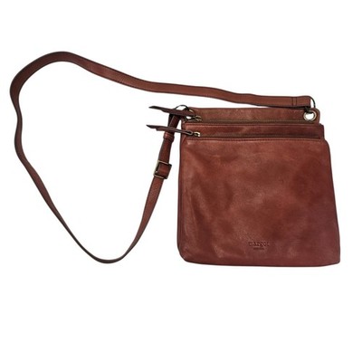 Margot New York Women's Crossbody Rustic Brick Brown Distressed Leather Bag
