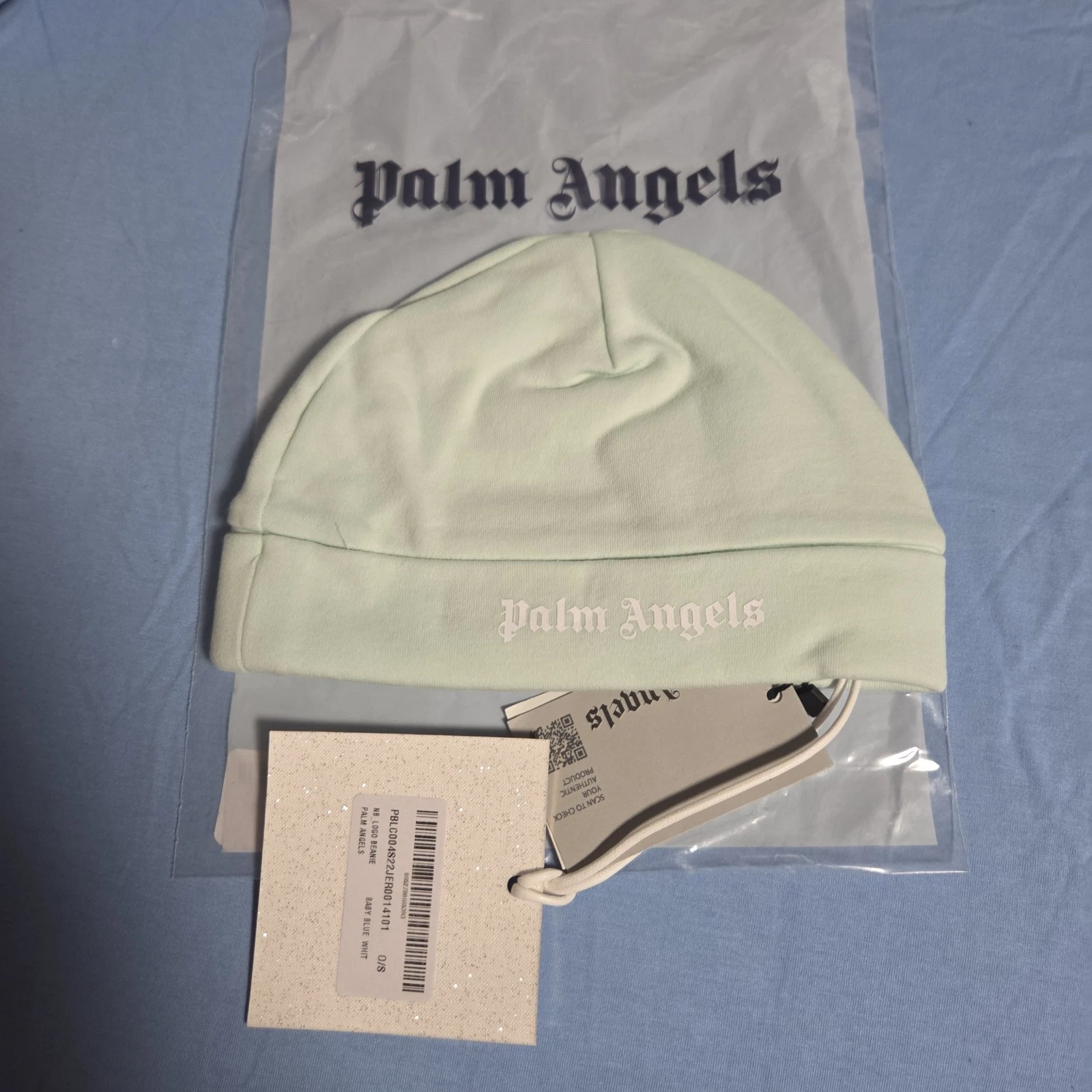 Palm Angels Baby Blue / Green Beanie Baby Hat 100% Authentic New With Tags