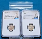 1966 1967 SMS ROOSEVELT DIME SET!  2 COINS!  NGC MS67!!   Portrait Labels!  E597