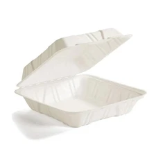 Huhtamaki 68005B Hinged Food Container 9"x9"x3" Molded Fiber 1-COMPT (1-Aisle)