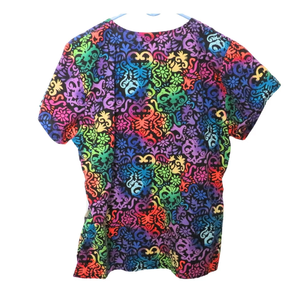 Tafford Colorful Scrub Top Sz XS Square Neckline With 2 Large Pockets, Tie - Image 2 of 4