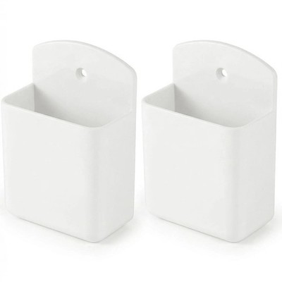 2 Pack White Remote Control Holder Self adhesive Wall Mount Storage Box for TV