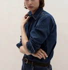 The White Company Relaxed Denim Boyfriend Shirt Size Large In Dark Indigo New