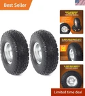 2-Pack 10-Inch Solid Rubber Tire Wheels - Replacement 4.10/3.50-4" Flat Free ...