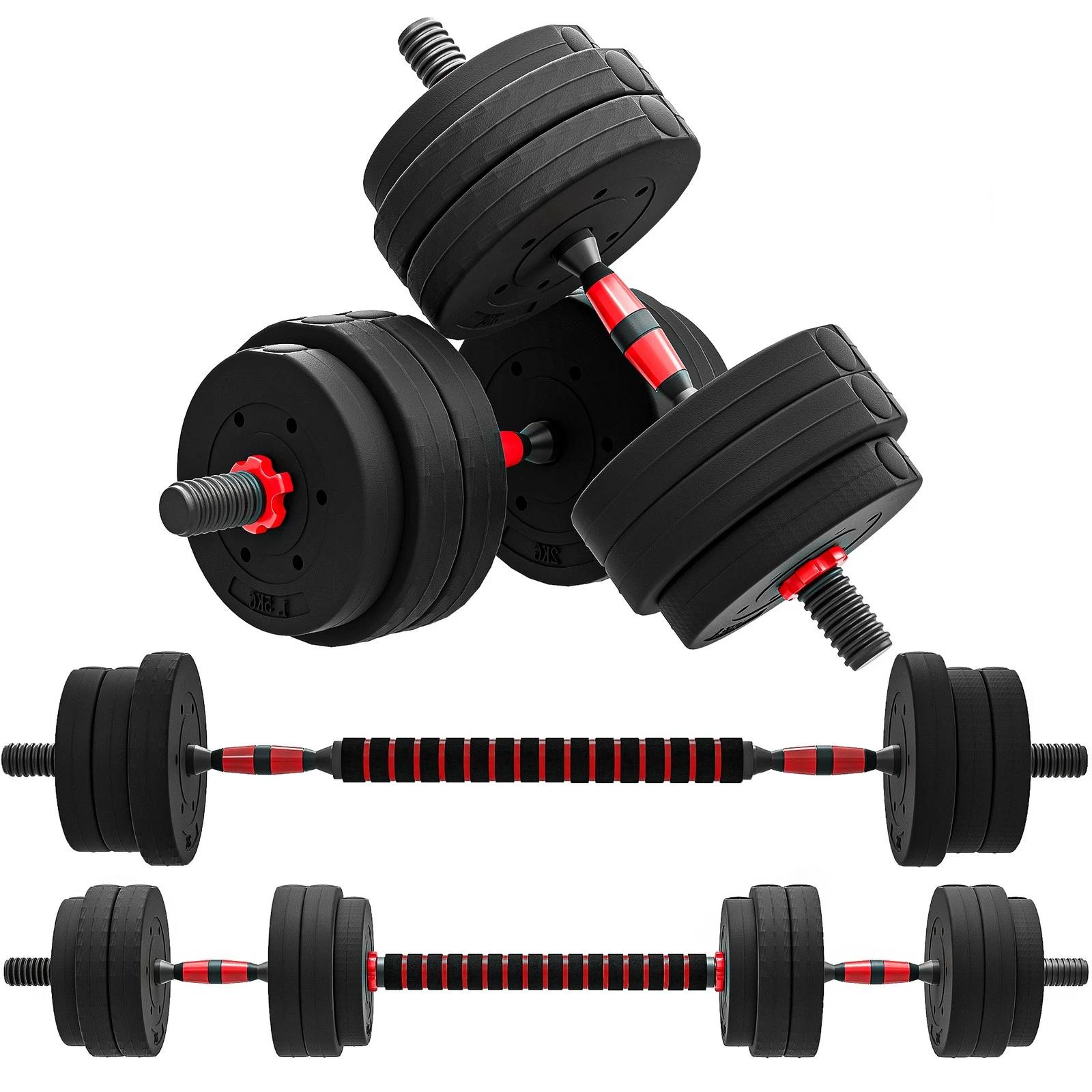 HOMCOM 25kg Adjustable 2 IN 1 Barbell Dumbbells Weight Set for Body Fitness