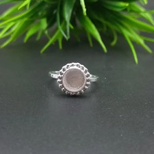 925 Sterling Silver 8mm Beaded Round Ring Blank DIY Jewelry Supplies