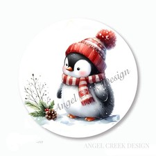 WINTER PENGUIN IN SCARF CHRISTMAS FAVORS SCRAPBOOK STICKERS ENVELOPE SEALS