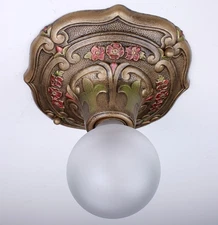 Antique Vintage Bare Bulb Single art deco Ceiling Light Fleur-De-Lis 4 Available