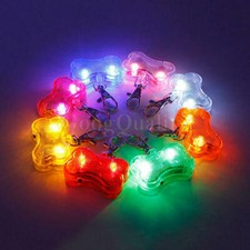 Pet Dog Collar Pendant Clip Tag LED Night Safety Flashing Light Lamp Bone shape