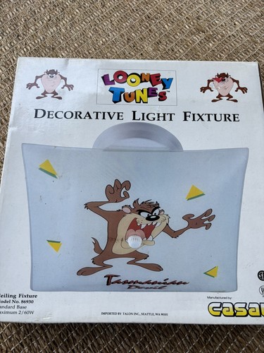 Vintage 1990s Tasmanian Devil Looney Tunes Glass Light Fixture Casal - New Rare - Picture 6 of 11