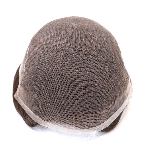 Mens Toupee Human Hair Replacement System French Lace Poly Skin Hairpiece Q6 #4 - Picture 5 of 8