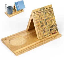 Wooden Triangle Book Stand with Drink Holder Library Card Design Page Rest Night