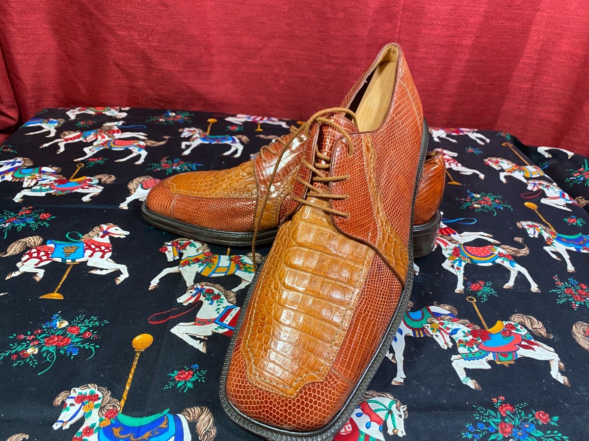 Romano Handmade Exotic Genuine Crocodile Cognac Oxford Dress  display picture 1