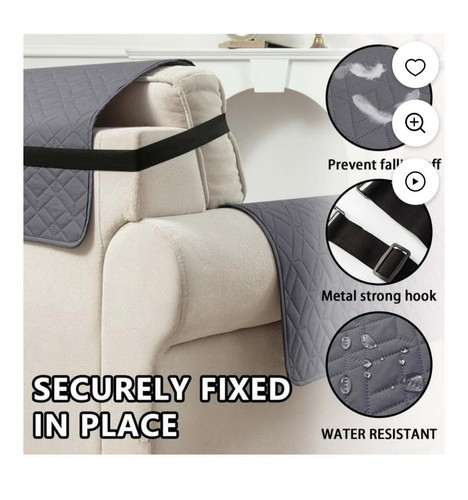 Protective Sofa Cover for Pets and Kids - Quilted Gray Loveseat Slipcover - Picture 6 of 6