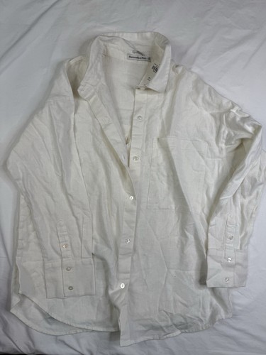 Abercrombie & Fitch Women Oversized White Button Up Long Sleeve Shirt Size M $59