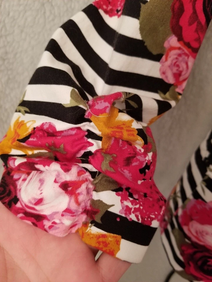 NY Collection Womens Blazer Coat Jacket Size M Medium Multicolor Striped Floral - Image 3 of 4