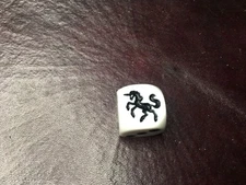 16mm D6 Unicorn Die White with Black Six Sided with Unicorn on One Face