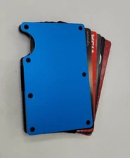 Blue Slim Wallet RFID Blocking Credit Card Holder Minimalist Wallet Aluminum