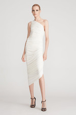 HALSTON REIA ONE SHOULDER DRESS CHALK