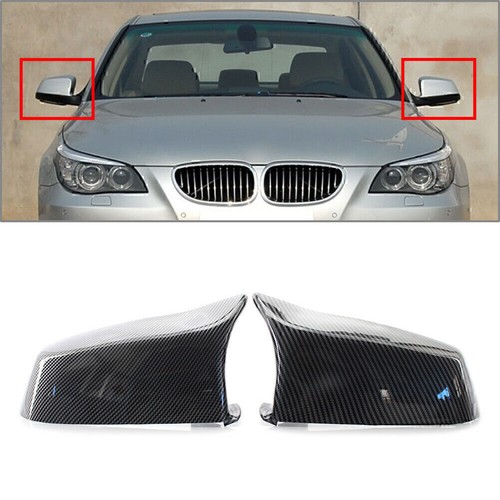 2x Carbon Fiber Rear View Mirror Cover Trim For BMW 5 Series E60 F10 F01 F02 E63