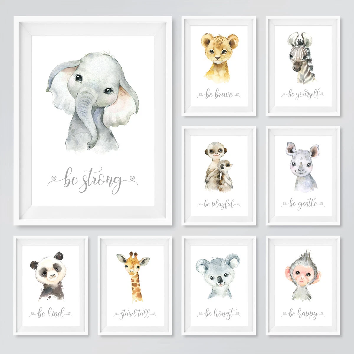Safari Animal Baby Nursery Posters Prints Children s Bedroom Wall Art Pictures