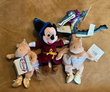 Disney Store Fantasia Hippo Gator Sorcerer Mickey Bean Bag Plush Set of 4 NWT