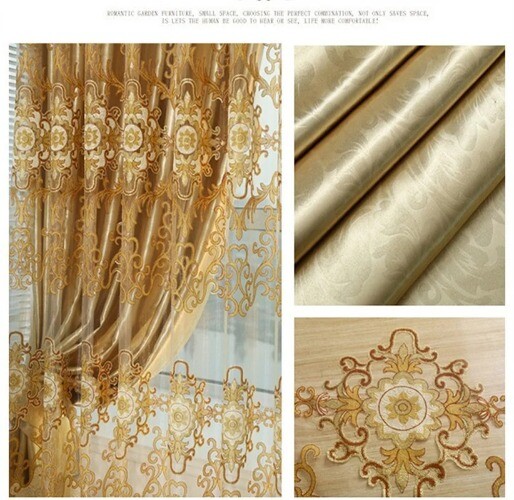 Luxury Light Brown Blackout Curtains Jacquard Shading Window Curtains