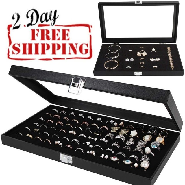 Ring Jewelry Display Organizer Rings Holder Space Saving Black Velvet
