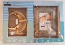 Burnes of Boston Pic. Frame Light Switch Cover Metal Moon Stars Photo -2.5" 3.5"