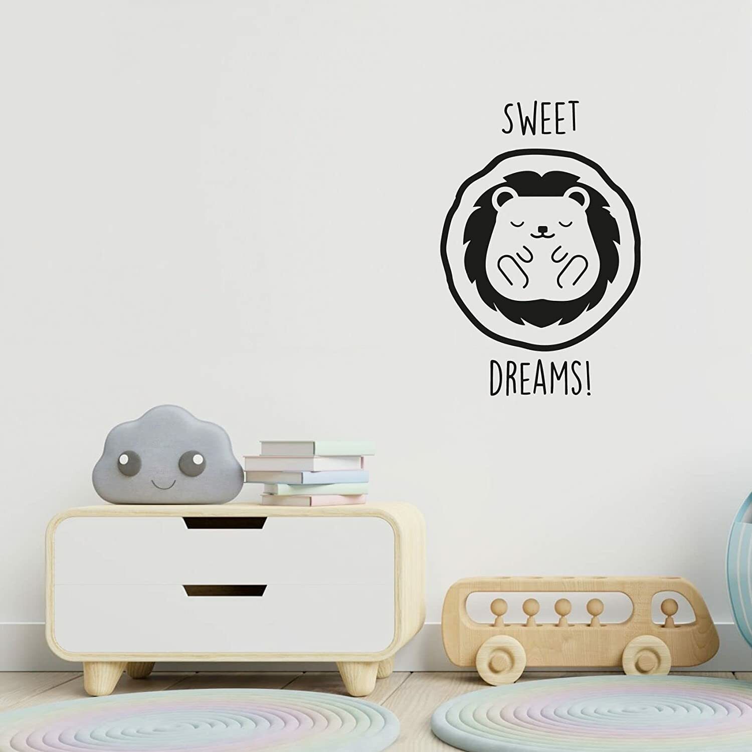 Adorable Baby Lion Sweet Dreams Vinyl Wall Sticker for Nursery and Home Room Decoration