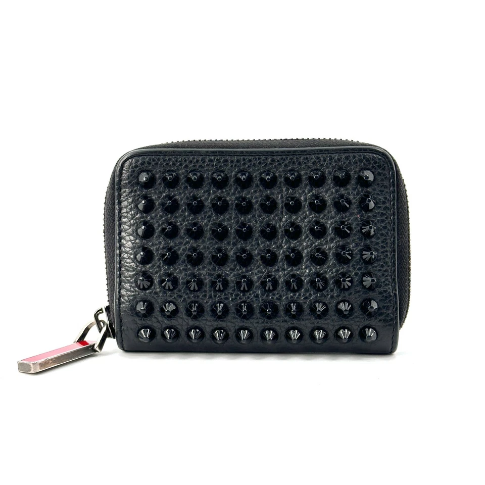 Christian Louboutin  studs leather coin case Purse Wallet Around Zip Black - Image 2 of 4