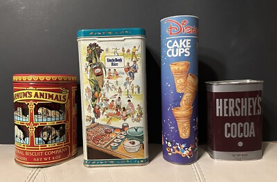 Vintage Uncle Ben s Rice, Barnum s Cookie, Hershey Tins, & Disney Cake Cups Tube