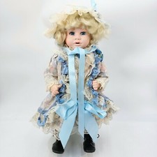 Vintage Rare Fibre-Craft Doll w/ blue eyes and Gorgeous Dress 1992. Pre-owned