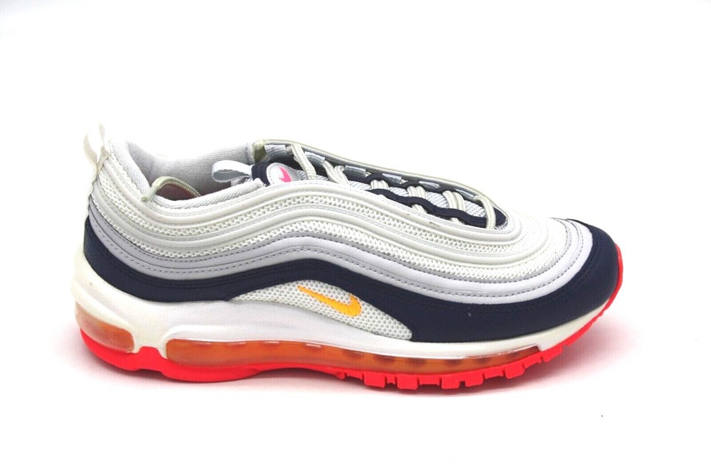 Nike Air Max 97 Womens Shoes Pure Platinum Laser Orange Size 7.5