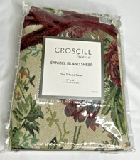 Croscill Sanibel Island Curtain Drape Jacquard Floral Cottage 47x84 Sheer NEW