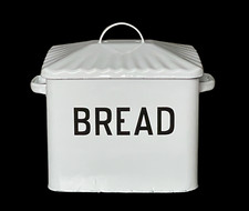 Vintage Farmhouse Style Large White Enamel Bread Box