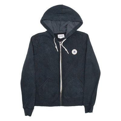 CONVERSE Mens Black Hoodie Full Zip XS UK